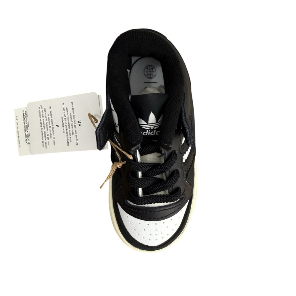 adidas Baby Forum Low Elastic Lace Sneaker Size 6K Black/White/Cream White Shoes - Picture 6 of 11